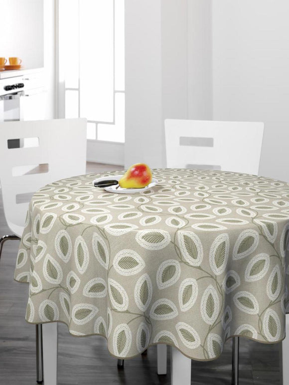 Bonita Green Leaves Oilcloth Round 160 cm living photo in the kitchen