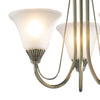 Boston 3 Light Semi-Flush Antique Brass close view picture of the opal glass shades