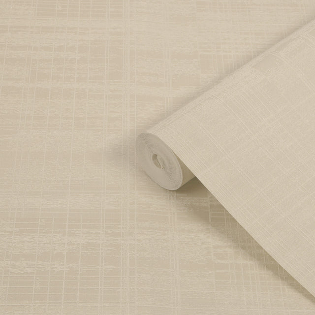 Boutique Lamont Weave Wallpaper Chalk - Tartan Texture Wall Covering