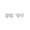 Tipperary Crystal Bow - Mini Stud Crystal Earrings Silver picture on the white background