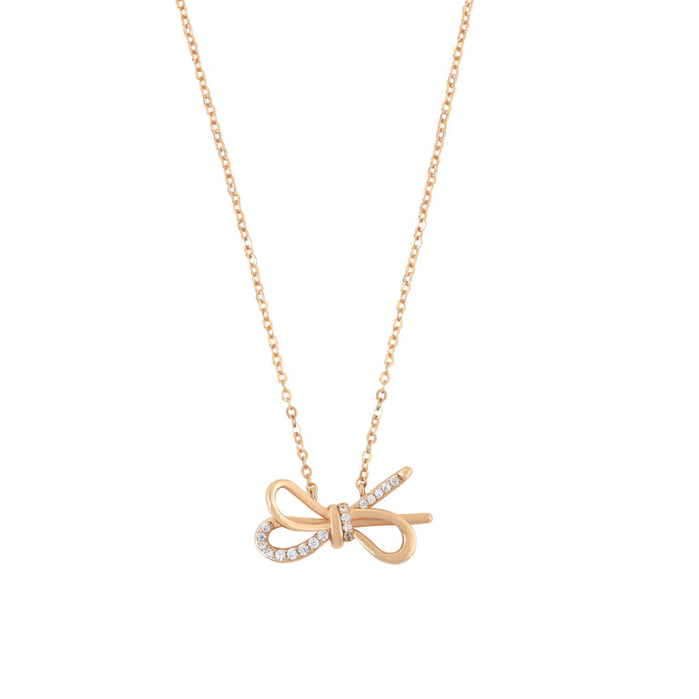 Tipperary Crystal Bow & CZ Gold Pendant – Elegant Necklace Collection