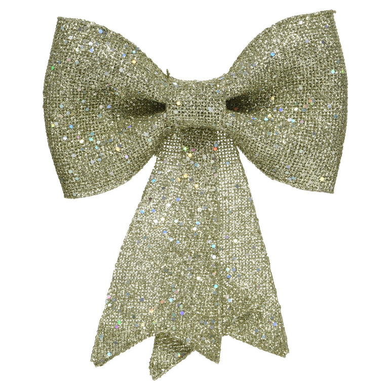 Light Gold Glitter Decoration Bow – Elegant Christmas Home Décor Accent