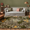 Morris & Co Bower Floral Rug Twining Vine Green lifestyle picture in the living room