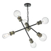 Brigade 6 Light Pendant Black/Antique Brass made in industrial style