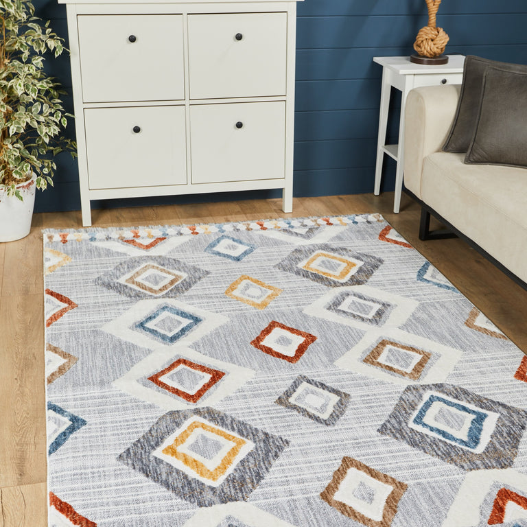 Broadway Geometric Rug - 5182A Grey & White