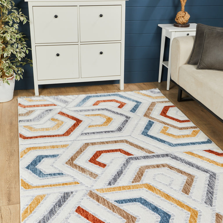 Broadway Geometric Rug - 5185A Ivory & Yellow