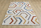 Broadway Geometric Rug 5185A Ivory & Yellow picture on the floor