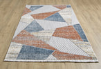 Broadway Geometric Rug 5293A Blue & Rust picture on the floor