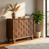 Brooke brown carved two door cabinet shown from another angle (2)