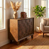 Brooke brown carved two door cabinet shown from another angle (3)