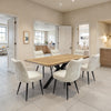 Broudy Fabric Dining Chair Oatmeal Pair lifestyle picture in the dining room