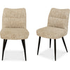 Broudy Fabric Dining Chair Oatmeal Pair padded chenille upholstered chairs
