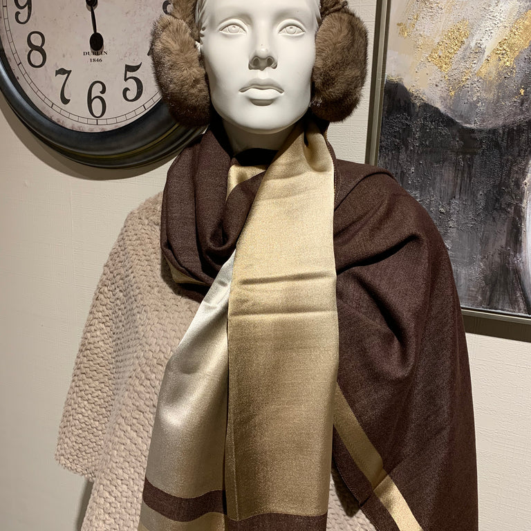 Reversible Brown and Gold Scarf – Super Soft Luxury Gift for Her