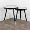 "Round black and gold nesting tables for living room"
