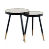 "Black and gold nest of tables with marble-effect tops"

