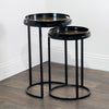 "Round black and gold nesting tables for living room"
