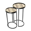 "Black and gold nest of tables with marble-effect resin tops"
