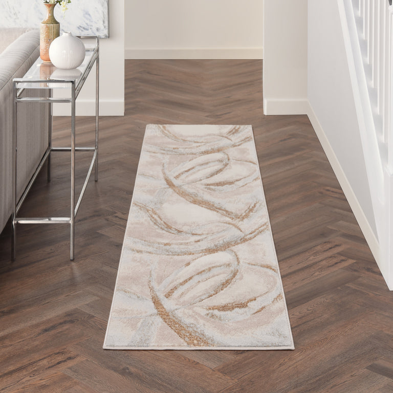 Nourison Brushstrokes Rug BSK01 Beige Grey Runner