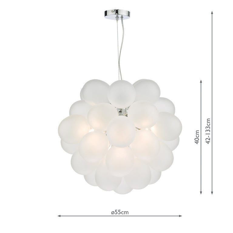 Bubbles 6 Light Pendant Polished Chrome/Frosted Glass