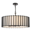 Cagliari 8 Light Pendant Matt Black picture with switched on light