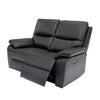 Cancan Leather 2 Seater Electric Recliner Sofa Charcoal compact for a small room