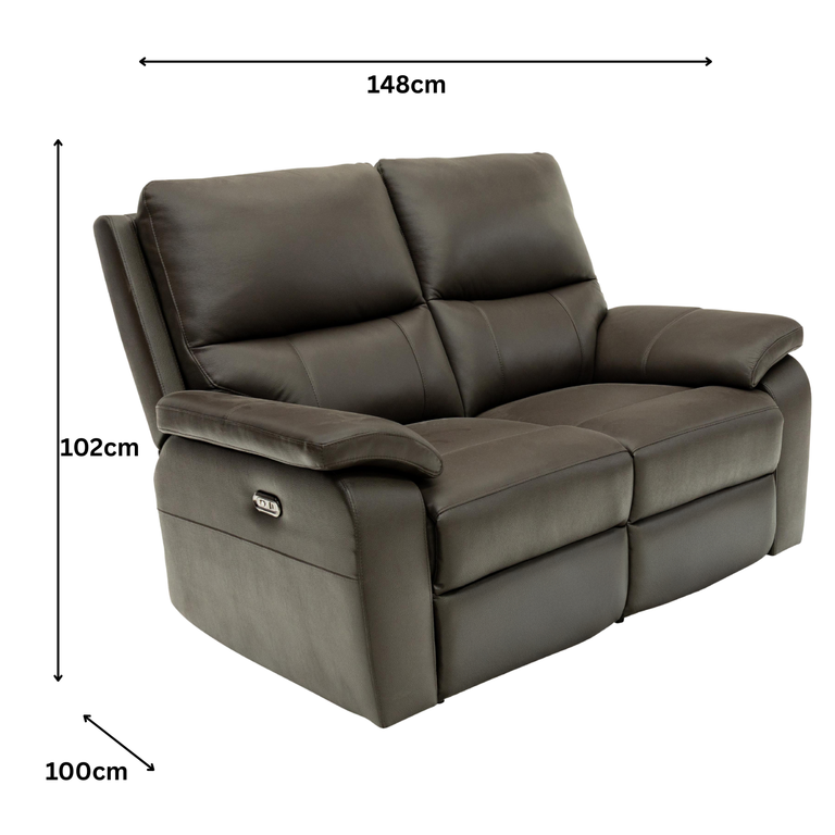 Cancan Leather 2 Seater Electric Recliner Sofa Chocolate