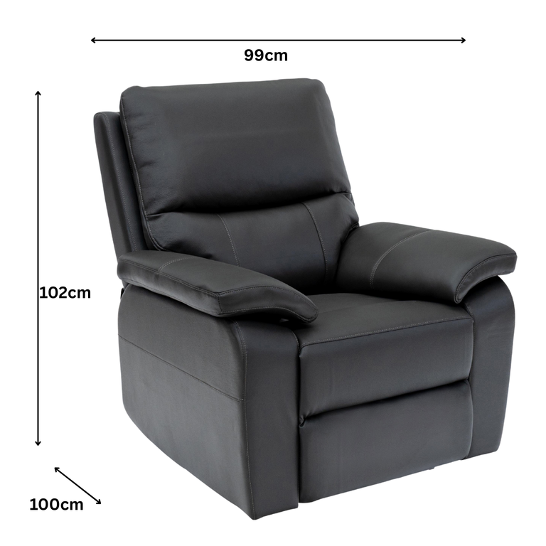 Cancan Leather Electric Recliner Chair Charcoal