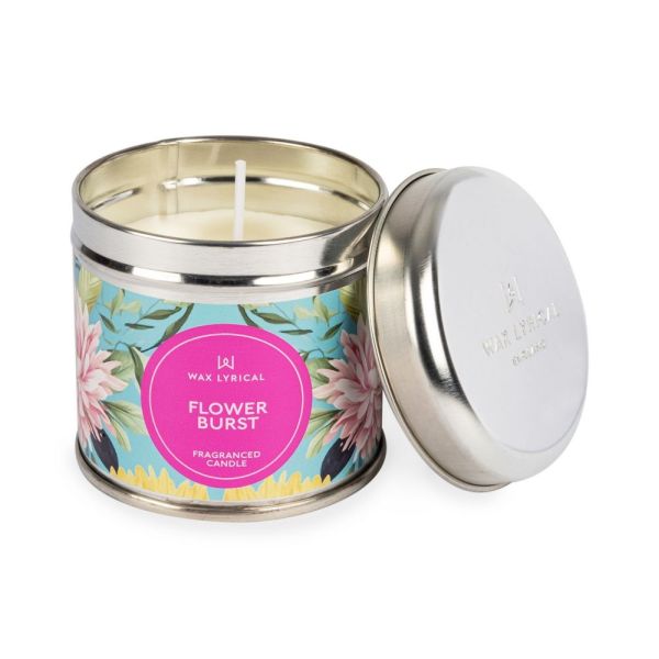 Wax Tin Flower Burst Candle