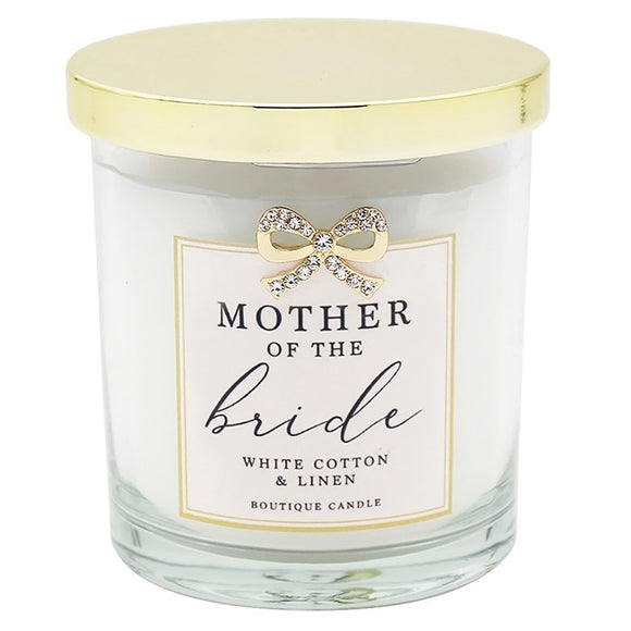 Radiate love and warmth on your special day with our 'Mother of the Bride' Candle.