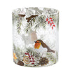 Festive candle holder Robin on Christmas Branch.
