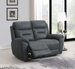 Canterbury 2 Seater Sofa Recliner Slate life style photo with reclined seat
