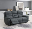 Canterbury 3 Seater Sofa Recliner Slate life style photo with reclined seat