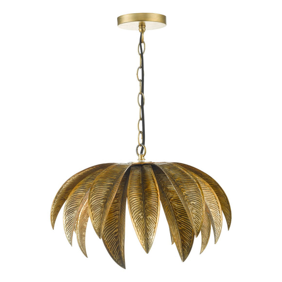 Palm leaf pendant light Cara Pendant Antique Gold