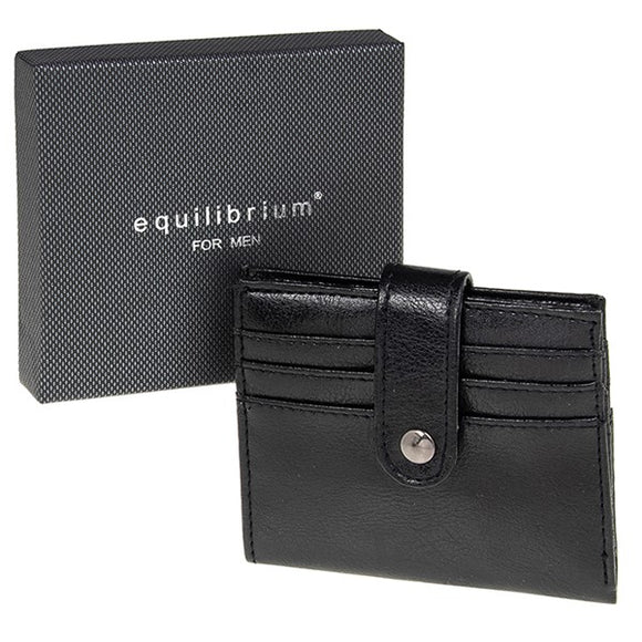 Slim credit card holder black for men, perfect for front pocket use.