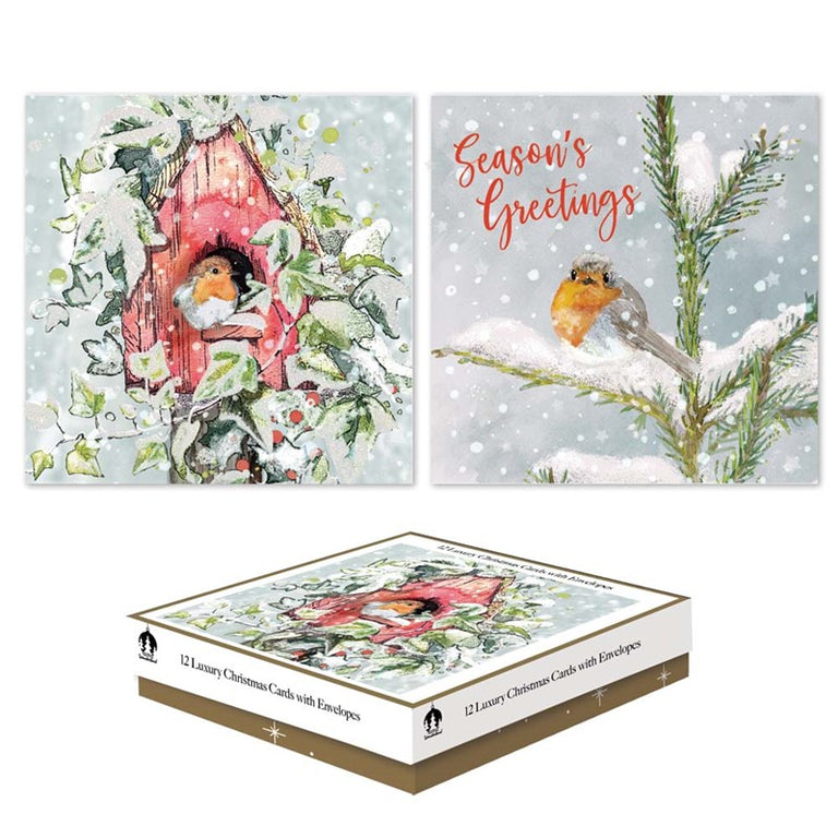 Traditional Robins Christmas Card Box – 12 Premium Gift Cards