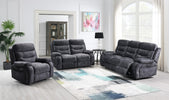Carrie 2 Seater Sofa Electric Recliner Dark Grey life style photo with armchair and 3-seater sofa