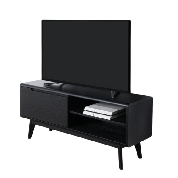 Elevate your entertainment space with the Carrington Black Double TV Stand – a perfect blend of style and functionality.