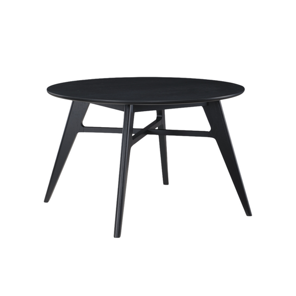 Elegant Carrington Black Round Dining Table – a modern centerpiece for your dining space.