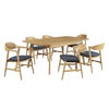 Modern oak kitchen table with an extendable design for added convenience.