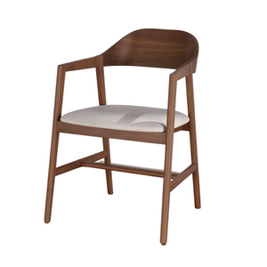 Sleek modern walnut carver chair with timeless beauty.