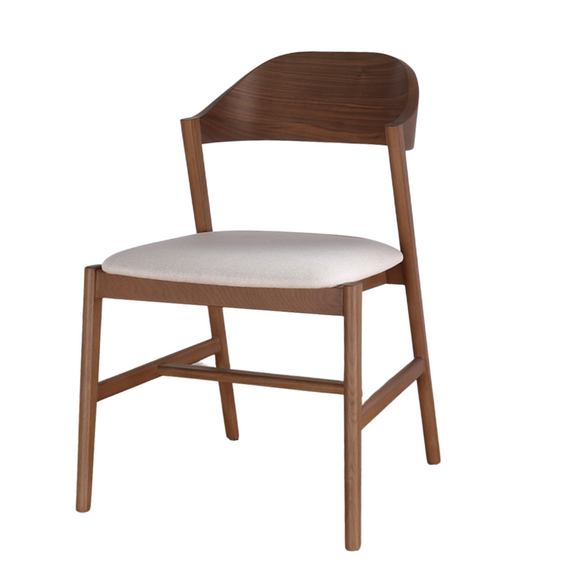 Contemporary walnut dining chair for a sleek and modern look.