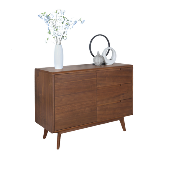 Modern walnut double sideboard, blending style and functionality.