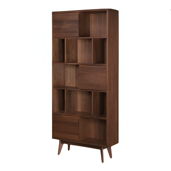 Elevate your space with a modern walnut bookshelf.