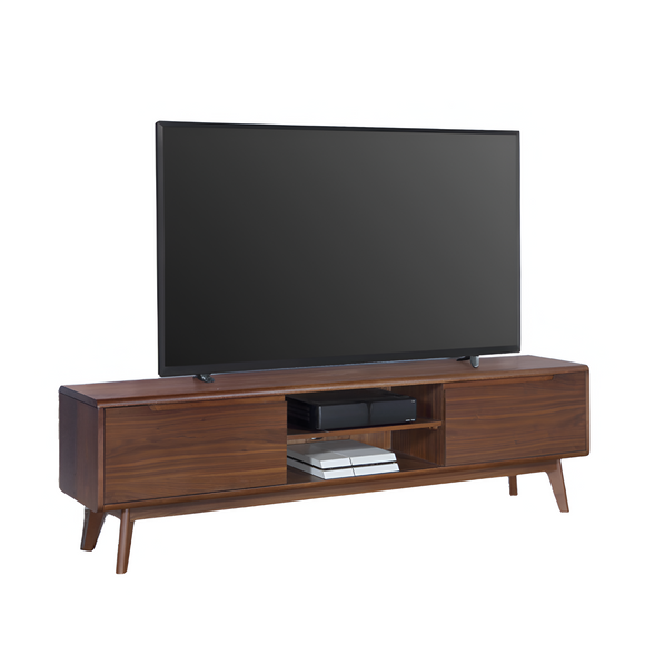Elevate your home entertainment with the Carrington Walnut Triple TV Stand.v