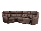 Sleek chesnut corner sofa with stylish armrests