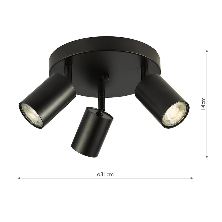 Cawley 3 Light Semi-Flush Matt Black | Ceiling Light – Modern Lighting