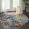 Nourison Celestial Rug CES09 Blue Yellow - Round
