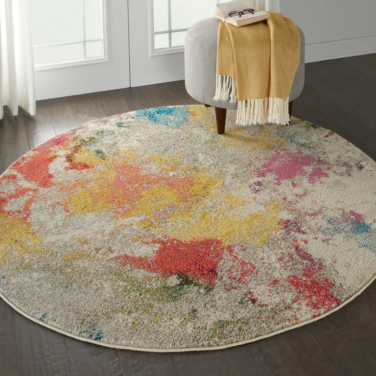 Nourison Celestial Rug CES12 Ivory Multicolor Round