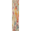 Nourison Celestial Rug CES12 Ivory Multicolor Runner picture of the rug distressed design