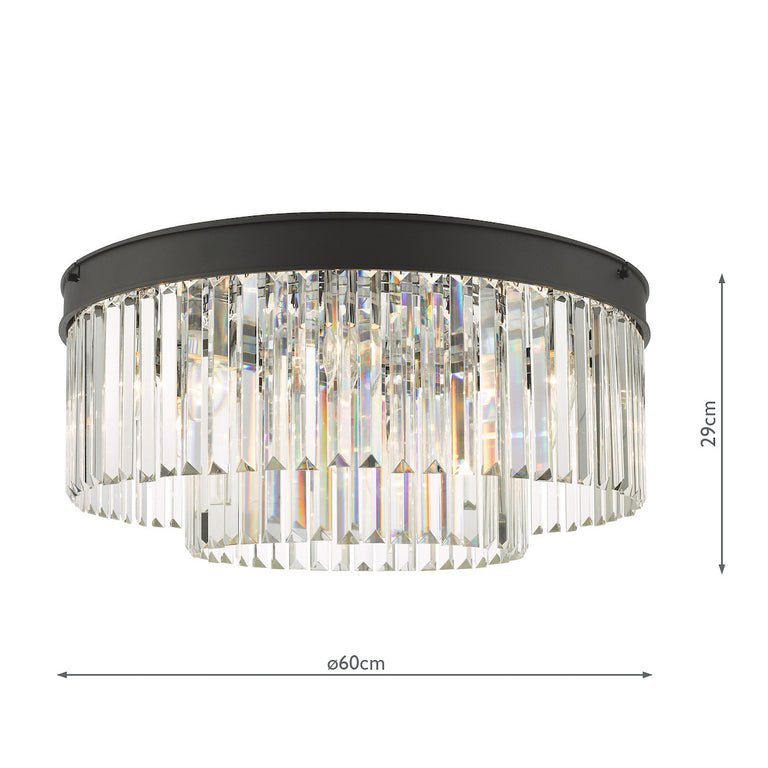 Celeus 6 Light Flush Matt Anthracite & Crystal - Celeus 6 Light Crystal Ceiling